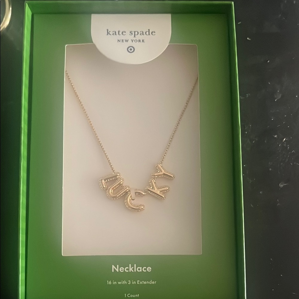 Kate Spade Gold Necklace with 'Lucky' Pendant